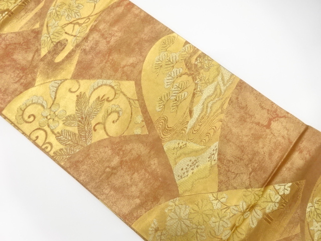 JAPANESE FUKURO OBI / WOVEN PINE ARABESQUE